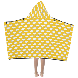 Clouds with Polka Dots on Yellow Kids' Hooded Bath Towels