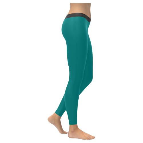 Japanese Sunset House Women's Teal Yoga & Sports Women's Low Rise Leggings (Invisible Stitch) (Model L05)