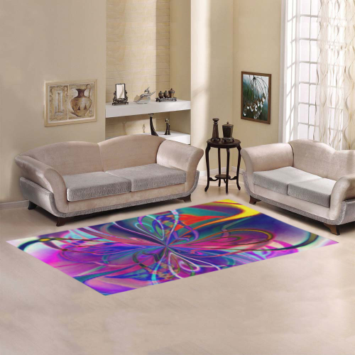 Rainbow Paint Pattern Purple Area Rug 7'x3'3''