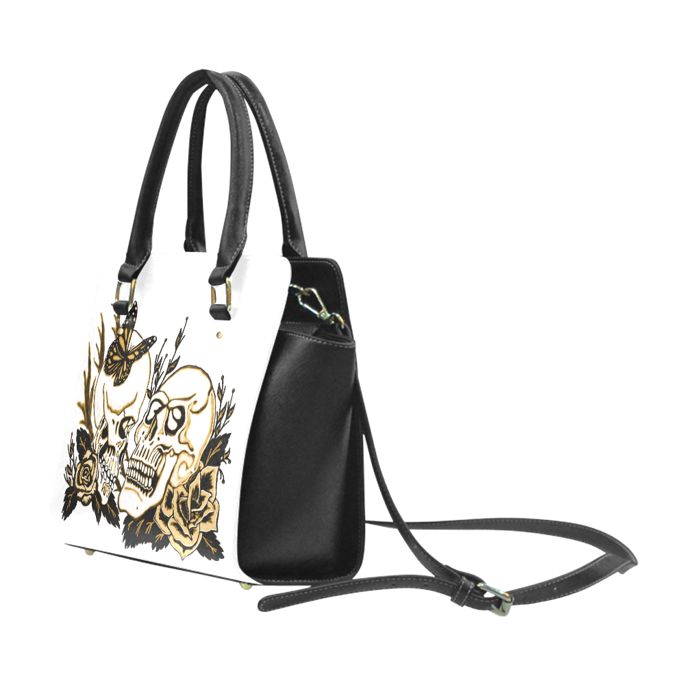 Eternal Love Black And Gold White Classic Shoulder Handbag (Model 1653)