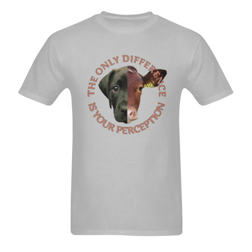 Vegan Cow and Dog Design with Slogan Men's T-Shirt in USA Size (Two Sides Printing)