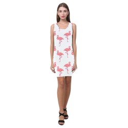 Pink Flamingo Pattern Tropical Summer Style Medea Vest Dress (Model D06)