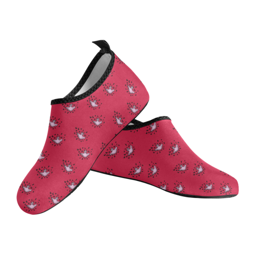 zodiac bat pink red Women's Slip-On Water Shoes (Model 056)