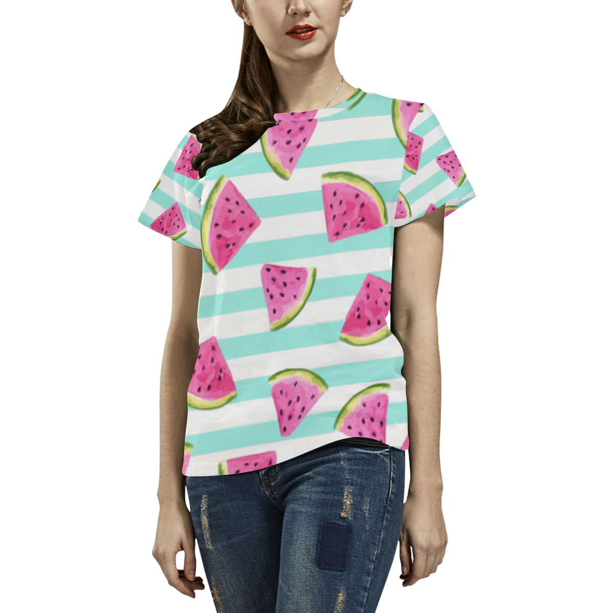 Watermelon All Over Print T-Shirt for Women (USA Size) (Model T40)