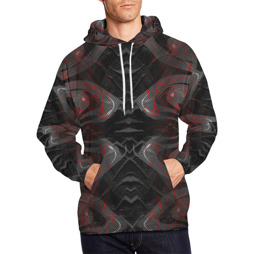 Red Dribled Voice Crew All Over Print Hoodie for Men (USA Size) (Model H13)
