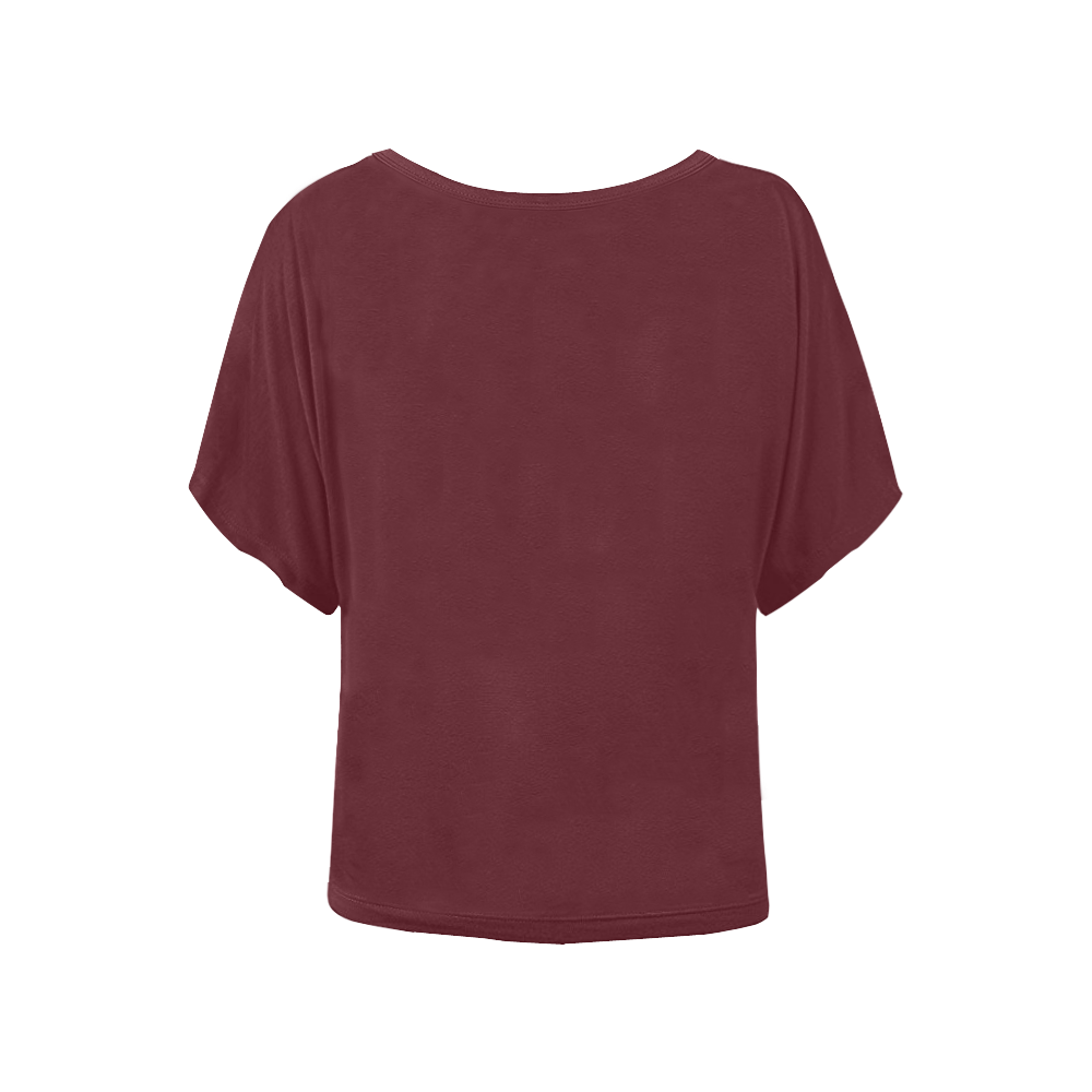Asiatic Lily Flowers Maroon Red Solid Color Women's Batwing-Sleeved Blouse T shirt (Model T44)