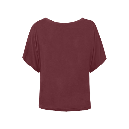 Asiatic Lily Flowers Maroon Red Solid Color Women's Batwing-Sleeved Blouse T shirt (Model T44)