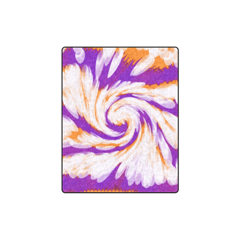 Purple Orange Tie Dye Swirl Abstract Blanket 40"x50"