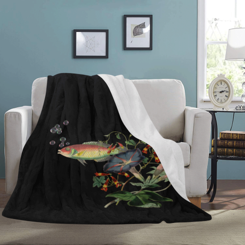 Fish With Flowers Surreal Ultra-Soft Micro Fleece Blanket 60"x80"