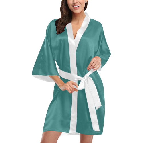 Extreme Eucalyptus Green Solid Color Kimono Robe