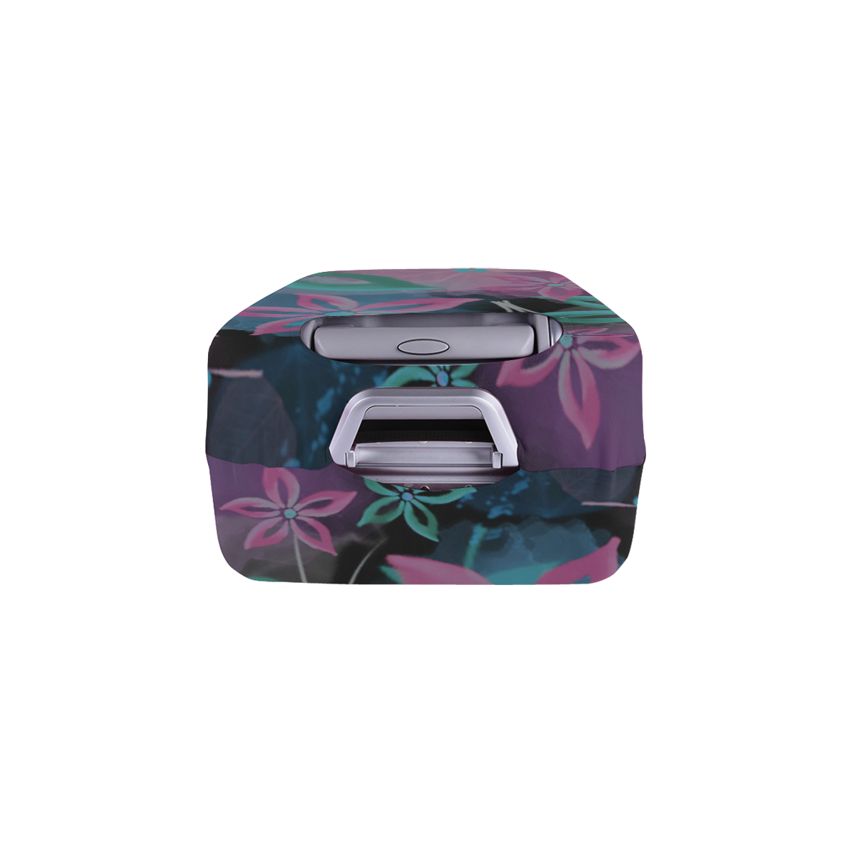 Flower Pattern - black, teal green, purple, pink Luggage Cover/Medium 22"-25"