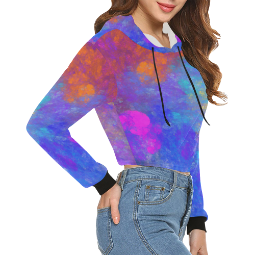 Color Soup All Over Print Crop Hoodie for Women (Model H22)