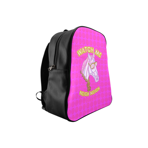 Watch Me Neigh Neigh Pink Kids School Backpack (Model 1601)(Small)