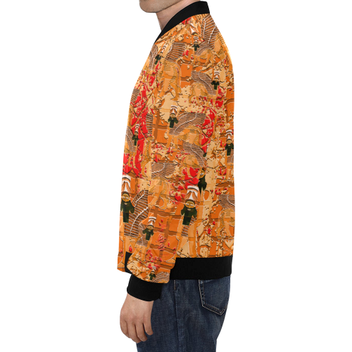 Lamassu Sport Orange All Over Print Bomber Jacket for Men (Model H19)