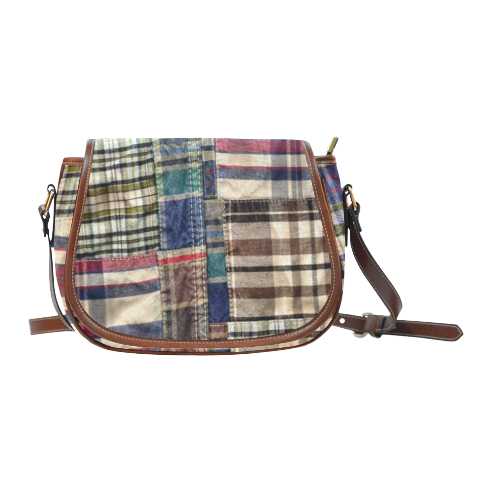 patchwork plaid tartan Saddle Bag/Large (Model 1649)