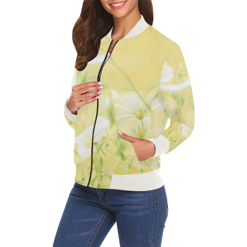 wildflowers yellow All Over Print Bomber Jacket for Women (Model H19)