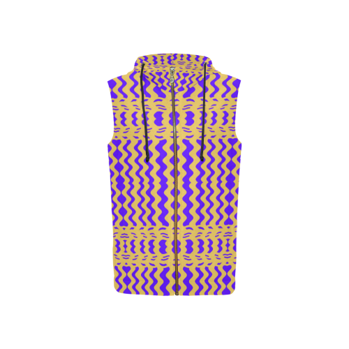 Purple Yellow Modern  Waves Lines All Over Print Sleeveless Zip Up Hoodie for Women (Model H16)