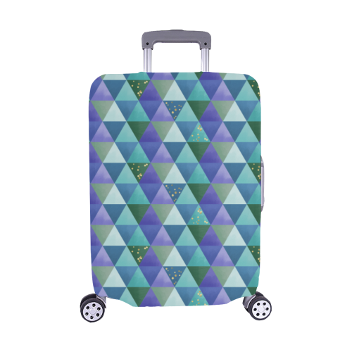 Triangle Pattern - Blue Violet Teal Green Luggage Cover/Medium 22"-25"
