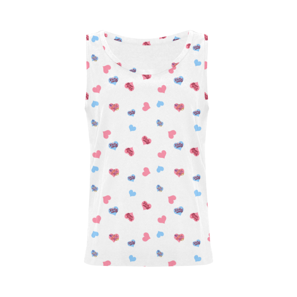 Pink-Blue-Hearts Wild-Thing Hot-Stuff All Over Print Tank Top for Women (Model T43)