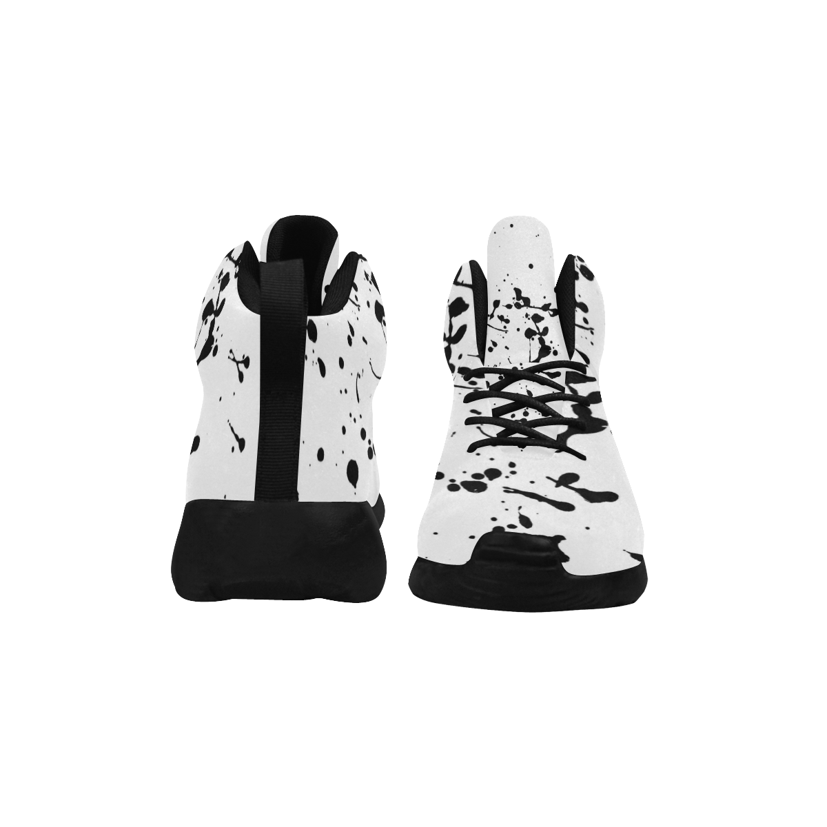 Black On White Abstract Dots And Smudges Women's Chukka Training Shoes (Model 57502)