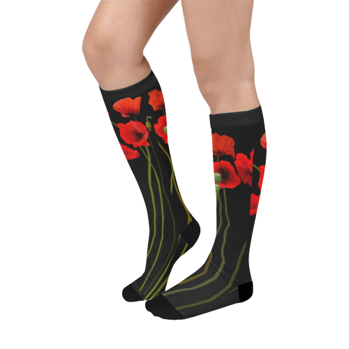 Poppies Floral Design Papaver somniferum Over-The-Calf Socks