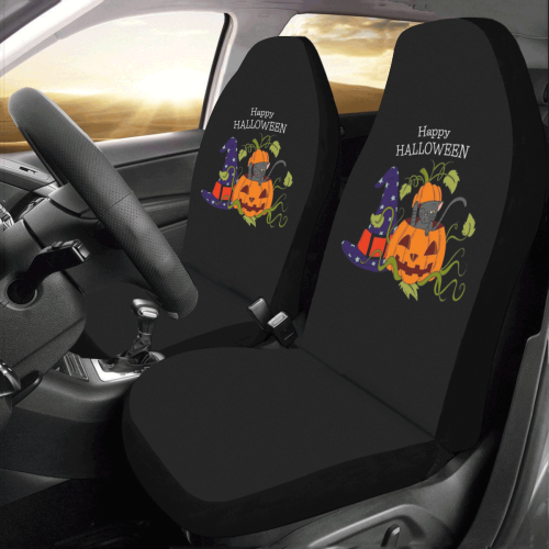 Happy Halloween Frisky Black Cat Car Seat Covers (Set of 2)