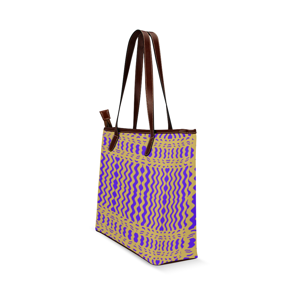 Purple Yellow Modern  Waves Lines Shoulder Tote Bag (Model 1646)