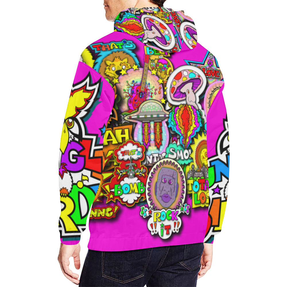ITEM 35 _ HOODIE - STICKERS All Over Print Hoodie for Men (USA Size) (Model H13)