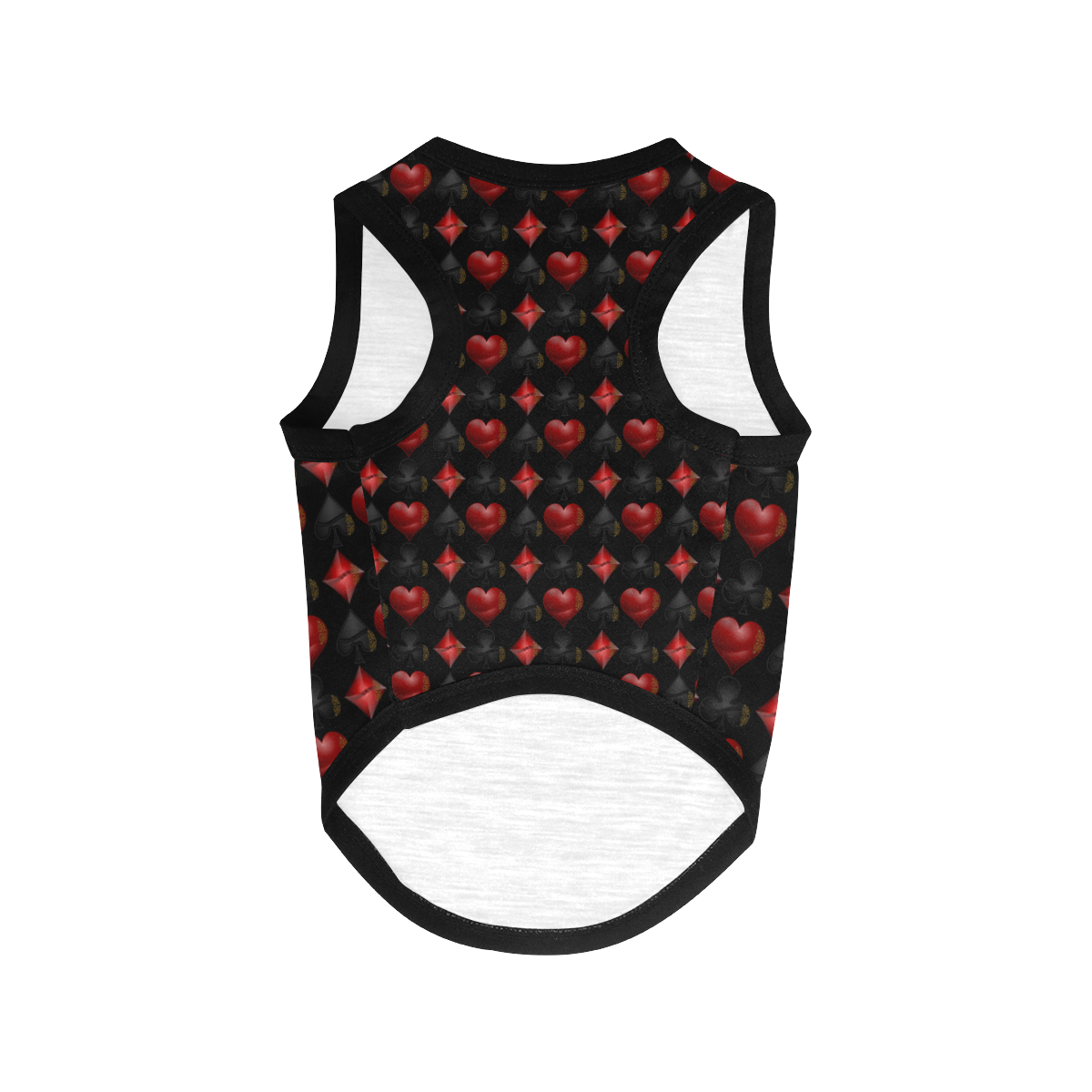 Las Vegas Black and Red Casino Poker Card Shapes on Black All Over Print Pet Tank Top