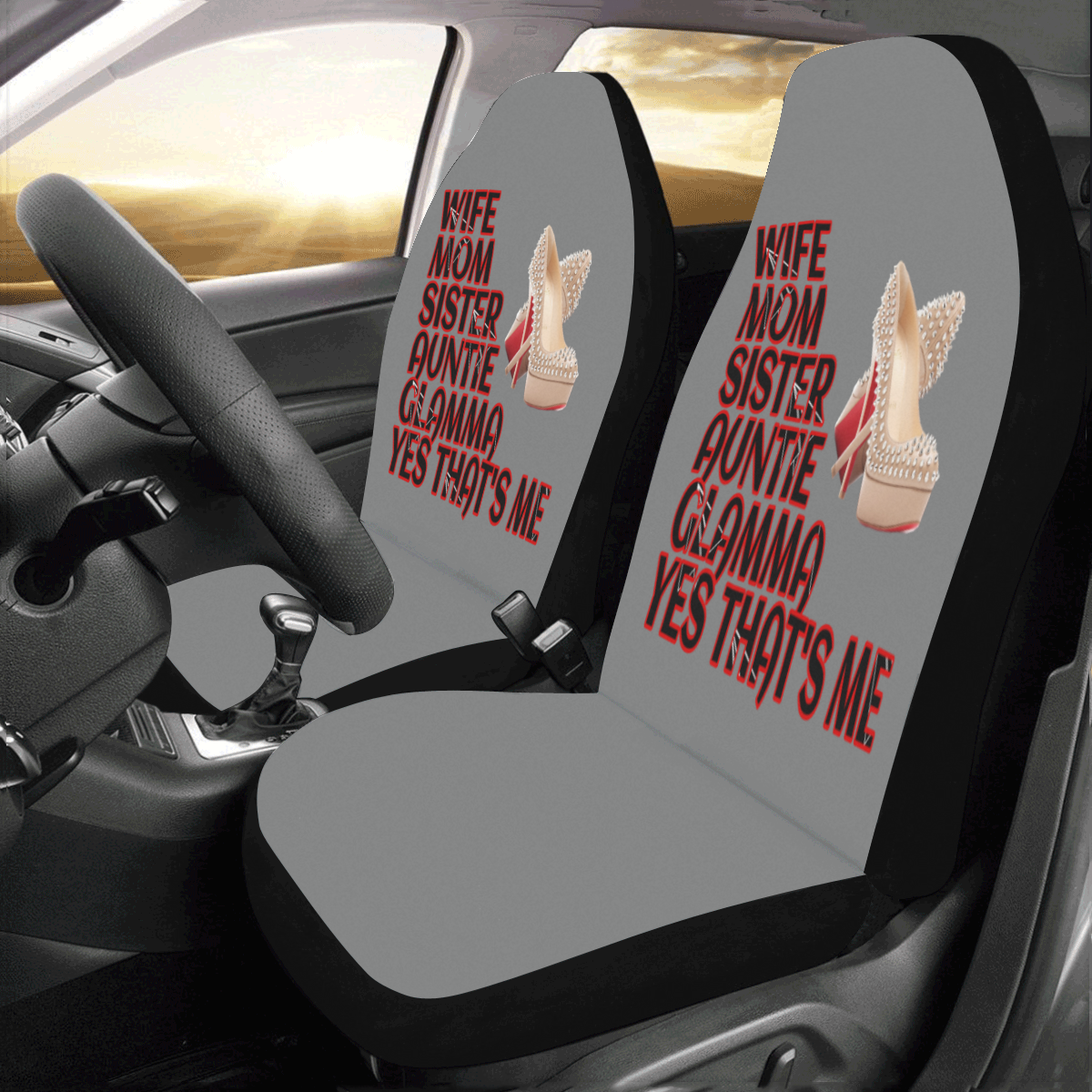 Gray Wife Sister Auntie Glamma Car Seat Covers (Set of 2)