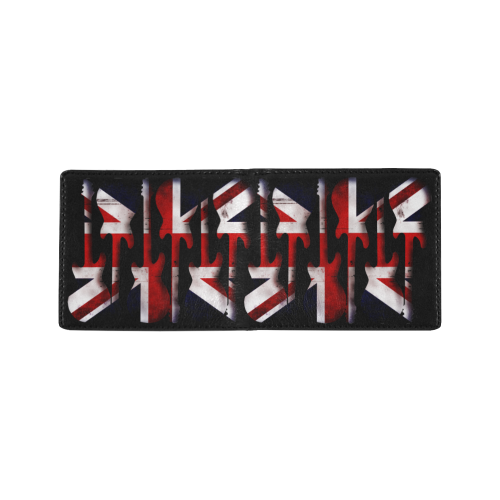 Union Jack British UK Flag Guitars - Black Mini Bifold Wallet (Model 1674)