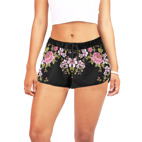 Pure Nature - Summer Of Pink Roses 1 Women's All Over Print Relaxed Shorts (Model L19)