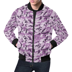 Woodland Pink Purple Camouflage All Over Print Bomber Jacket for Men/Large Size (Model H19)