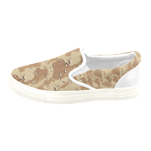 Vintage Desert Brown Camouflage Men's Slip-on Canvas Shoes (Model 019)