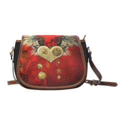 Steampunk heart, clocks and gears Saddle Bag/Small (Model 1649)(Flap Customization)
