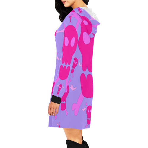 scullsss***sweaterdress All Over Print Hoodie Mini Dress (Model H27)