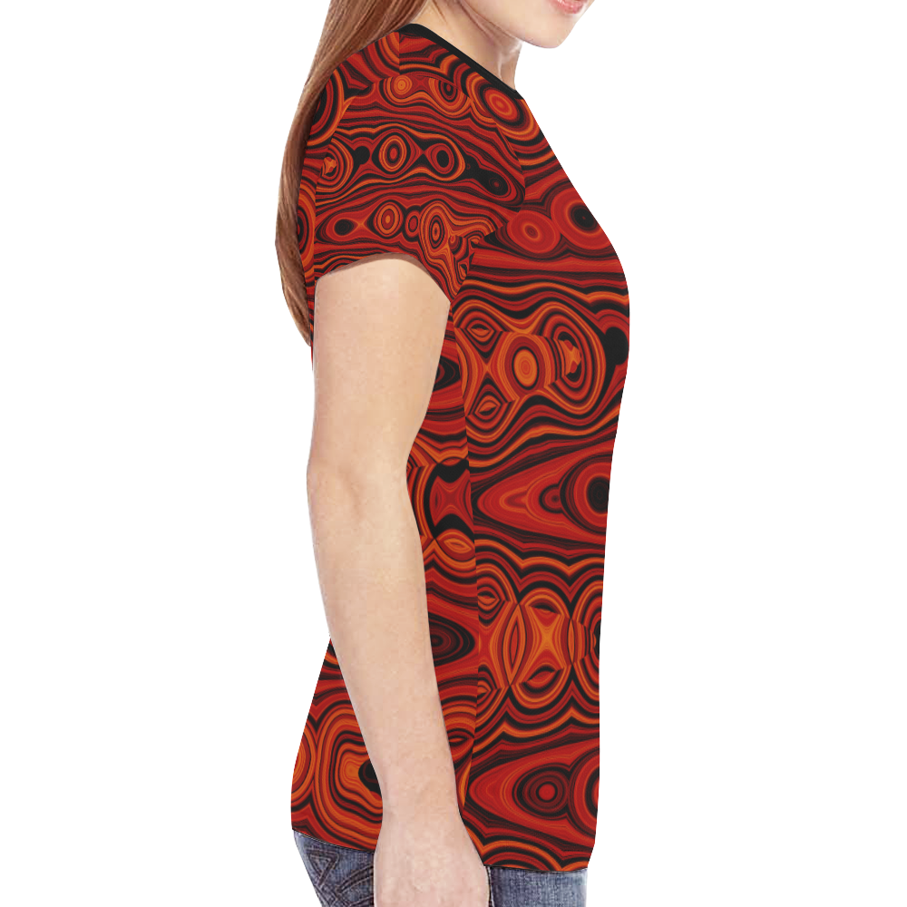 Brown Abstract Pattern New All Over Print T-shirt for Women (Model T45)