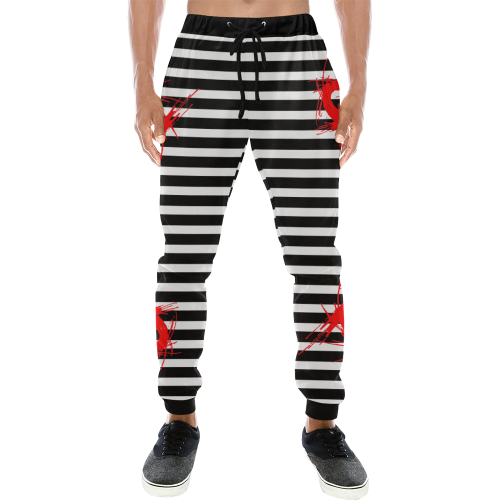 anti gods suicide CUT  logo RED stripe joggers Men's All Over Print Sweatpants (Model L11)