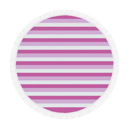 Pink Stripes Circular Beach Shawl 59"x 59"