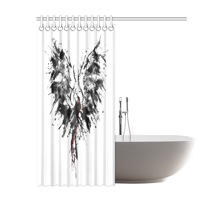 Phoenix - Abstract Painting Bird Black 1 Shower Curtain 60"x72"