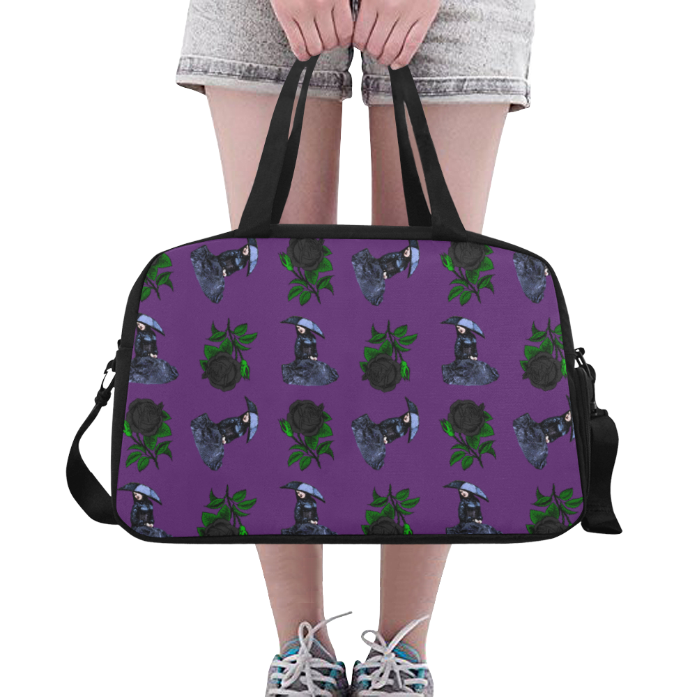 gothic girl rose purple pattern Fitness Handbag (Model 1671)
