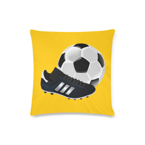 Soccer Ball and Shoe on Yellow Custom Zippered Pillow Case 16"x16"(Twin Sides)