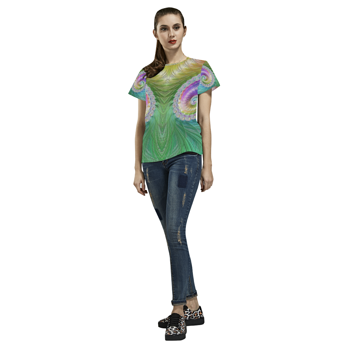 Frax Fractal Rainbow All Over Print T-Shirt for Women (USA Size) (Model T40)