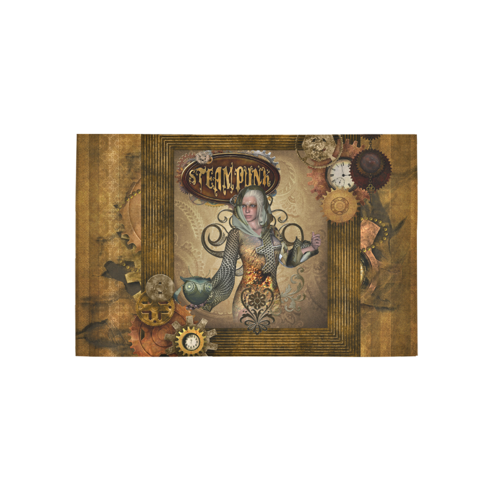 Steampunk lady with owl Area Rug 5'x3'3''