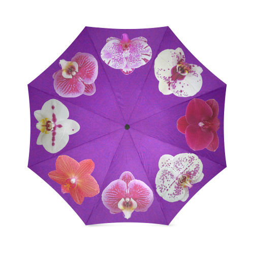 Orchids on purple tweed photo print Foldable Umbrella (Model U01)