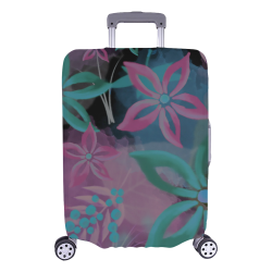 Flower Pattern - black, teal green, purple, pink Luggage Cover/Large 26"-28"