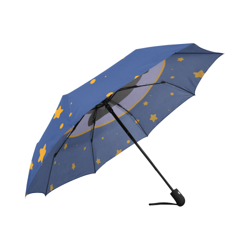 Black Pug In Lavender Circle Stars Auto-Foldable Umbrella (Model U04)
