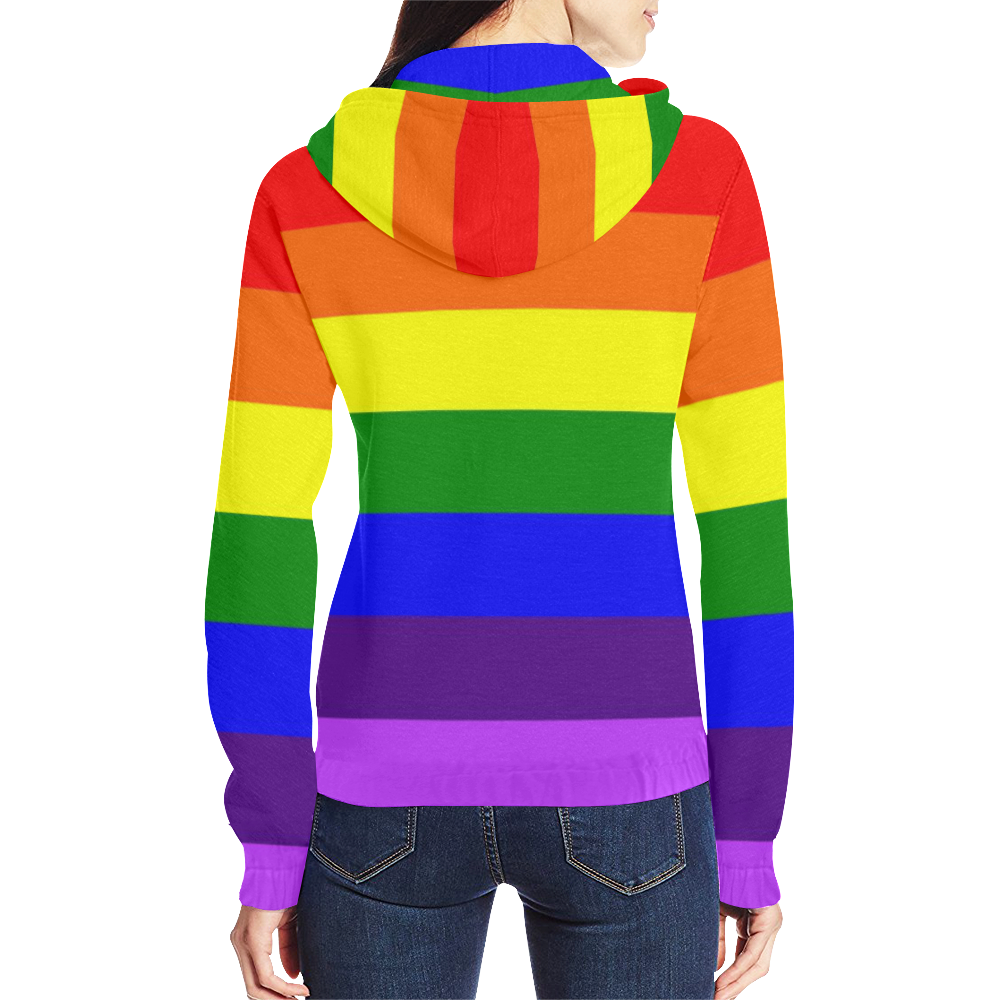 Rainbow Flag (Gay Pride - LGBTQIA+) All Over Print Full Zip Hoodie for Women (Model H14)