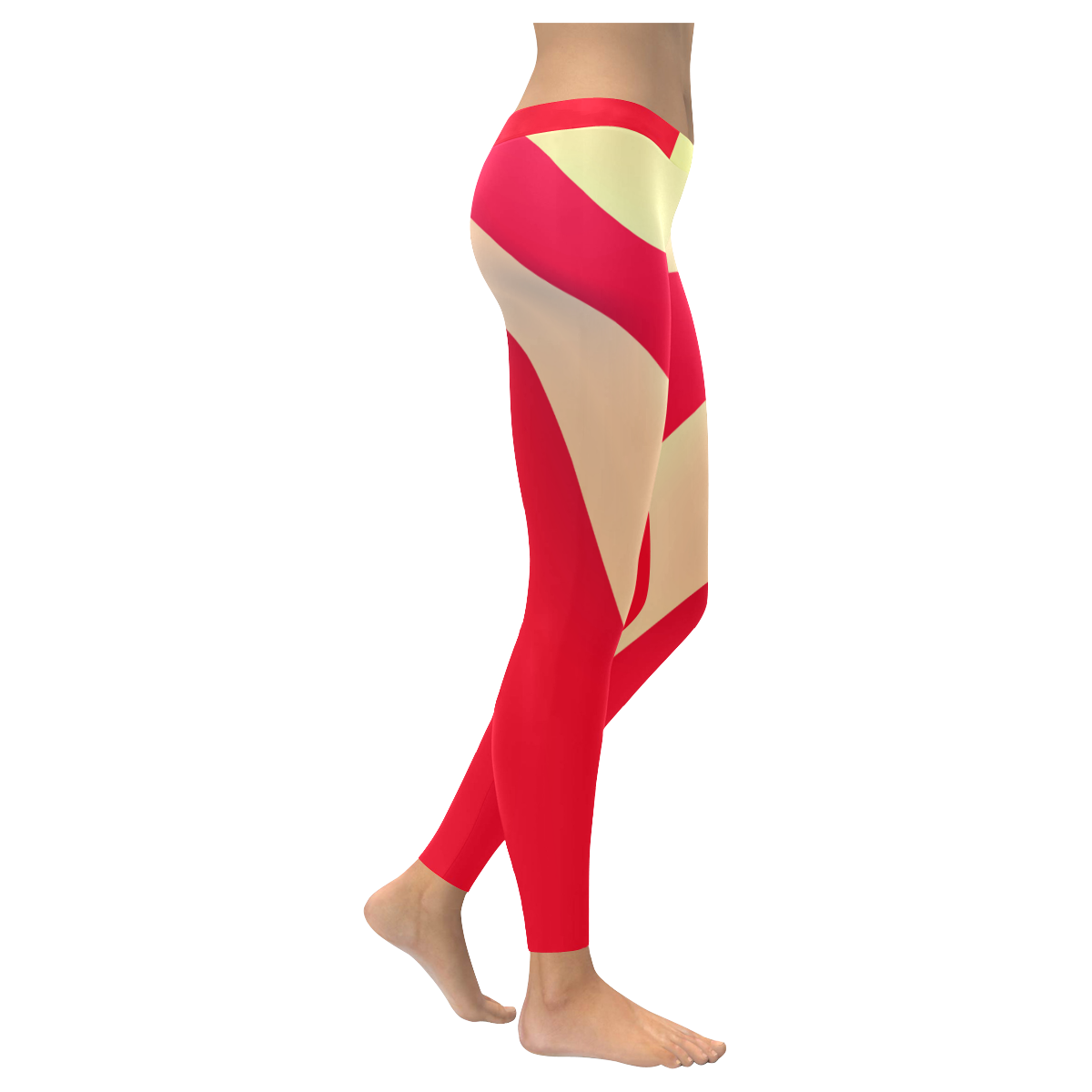 Red and White Stripes Women's Low Rise Leggings (Invisible Stitch) (Model L05)