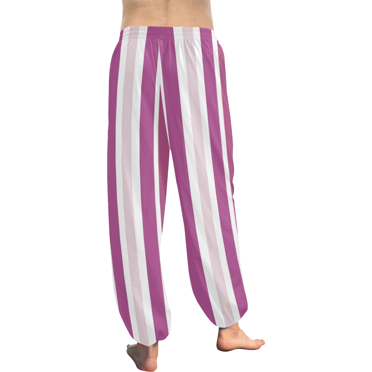 Plum Burgundy Stripes Women's All Over Print Harem Pants (Model L18)